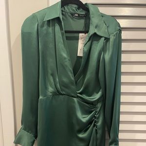 Zara silk long sleeved mini dress